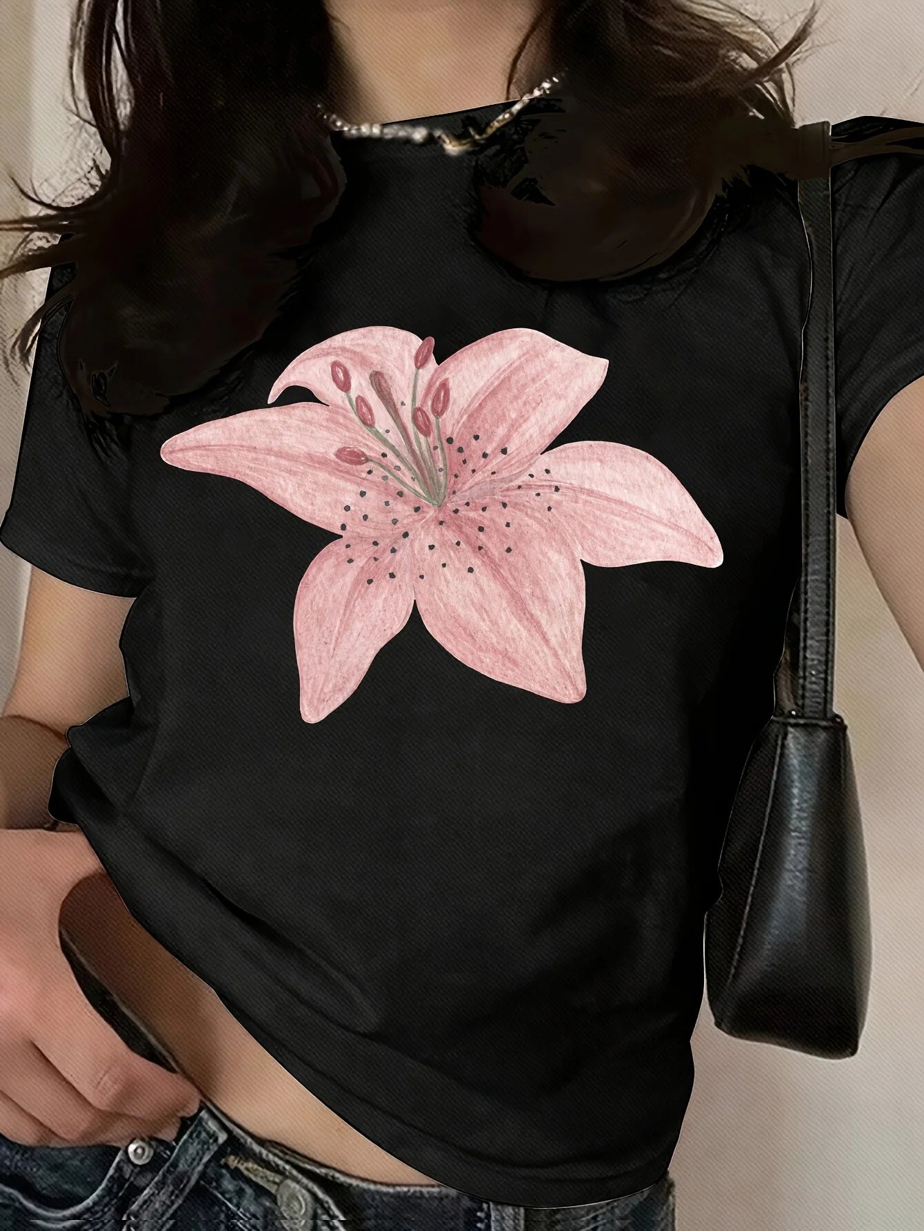 Women's Casual Floral Print Women's Crewneck Casual Short Sleeve T-Shirt Summer Harajuku Streetwear Tops Tees Women Clothes