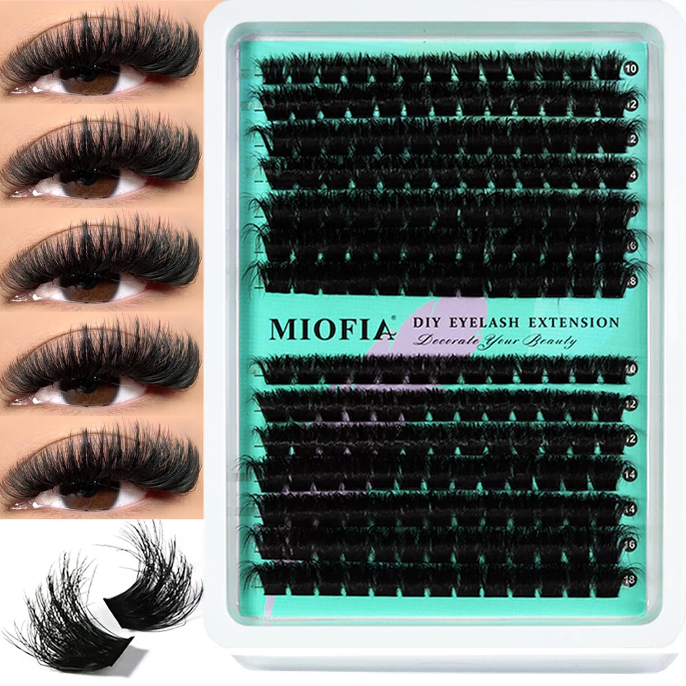 MIOFIA Thick Fluffy Lashes Clusters 150D 100D 80D 50D Natural Lash Clusters 3D Faux Mink Lashes DIY Eyelash Extension Makeup
