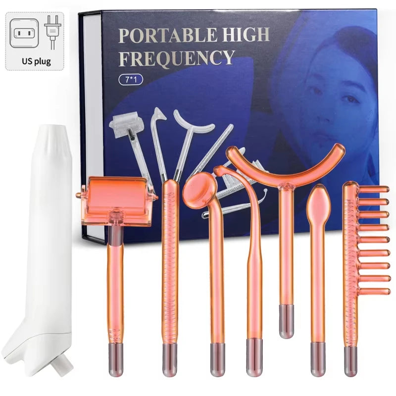 High Frequency Facial Wand Device with Comb Electrodes for Acne Treatment Skin Tightening Hair Growth Scalp Therapy Home Use