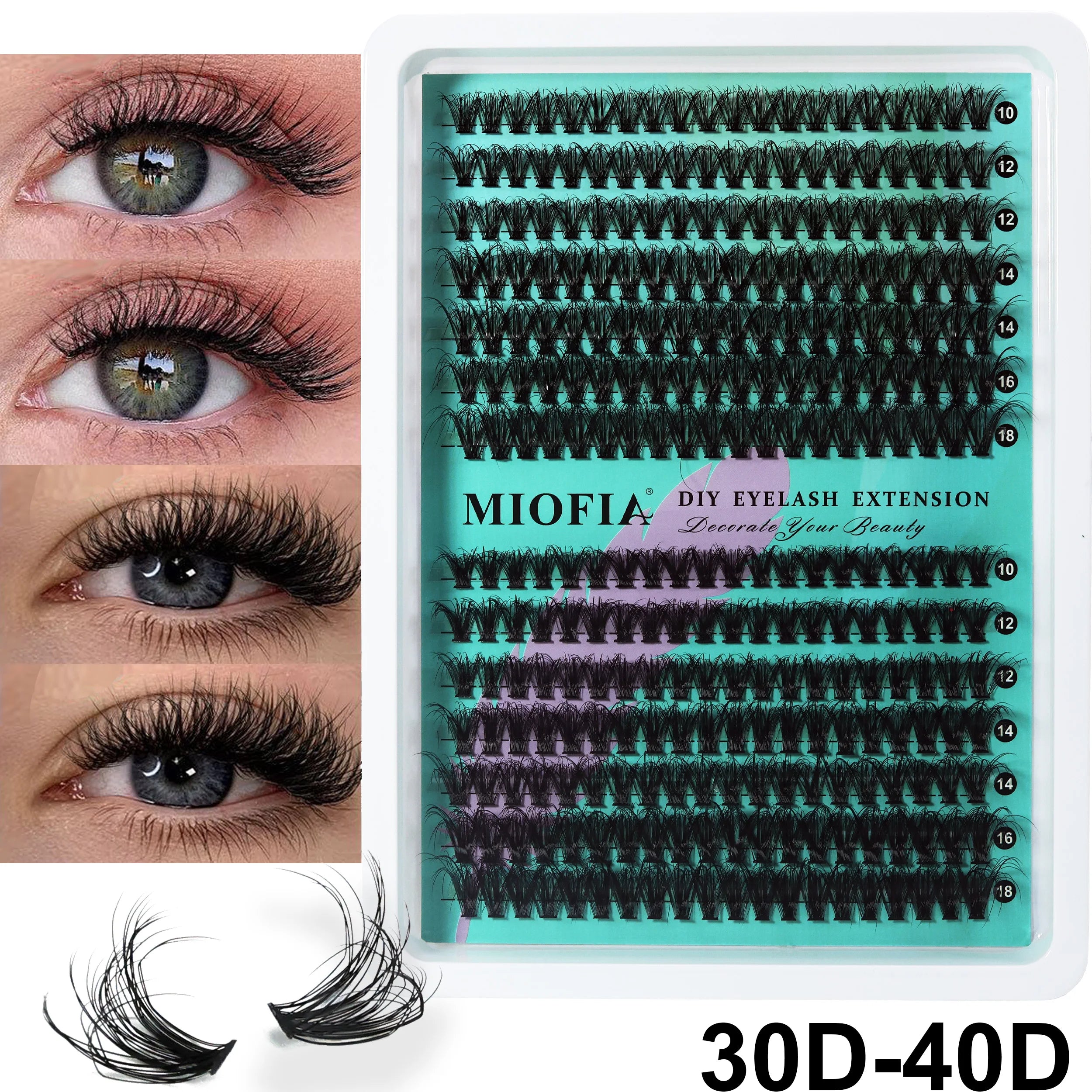 MIOFIA Thick Fluffy Lashes Clusters 150D 100D 80D 50D Natural Lash Clusters 3D Faux Mink Lashes DIY Eyelash Extension Makeup