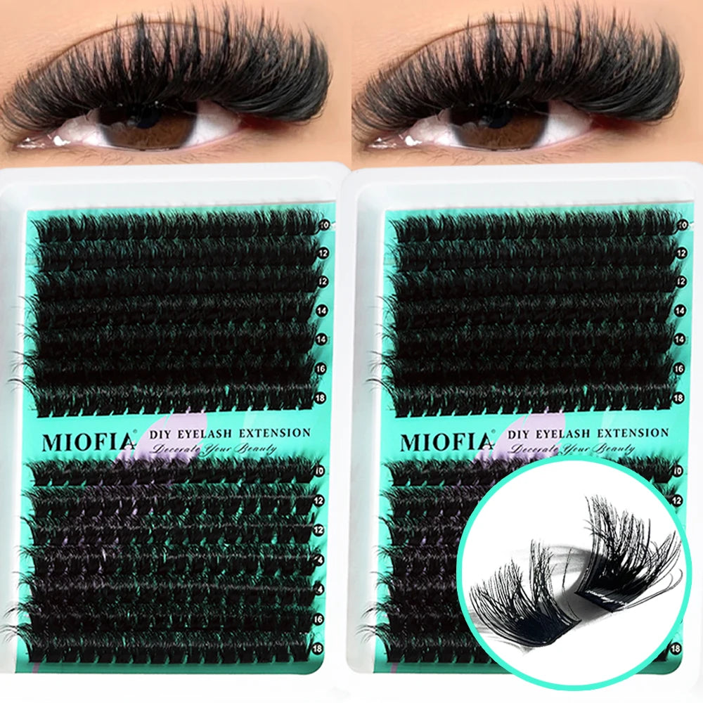 MIOFIA Thick Fluffy Lashes Clusters 150D 100D 80D 50D Natural Lash Clusters 3D Faux Mink Lashes DIY Eyelash Extension Makeup