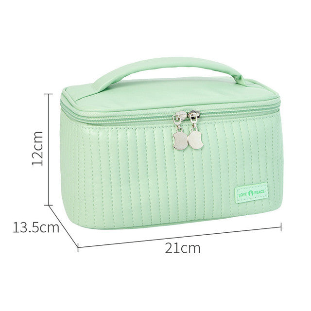 Korean Style Women's Large PU Leather Makeup Bag